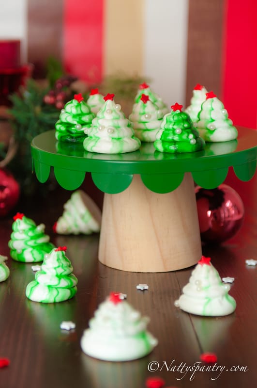 natty's pantry - Holiday Peppermint Christmas Tree Meringue Cookies Recipe